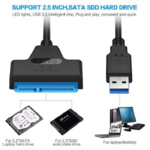 Cabo USB Adaptador para Discos SATA HDD SSD 2.5″