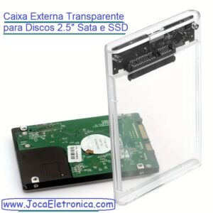 Caixa Externa Transparente para Discos 2.5″ Sata e SSD