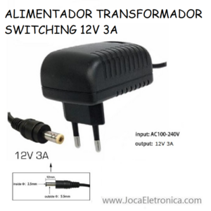 ALIMENTADOR TRANSFORMADOR SWITCHING 12V 3A