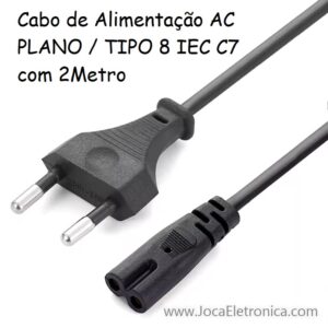 Cabo de Alimentação AC PLANO / TIPO 8 IEC C7 2Metro