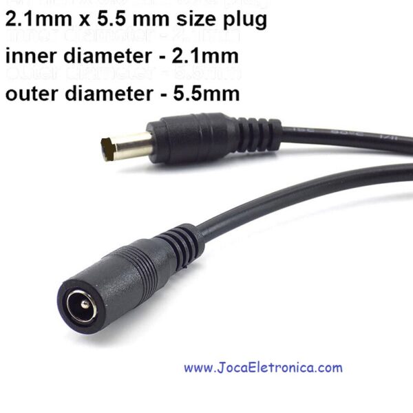 20 meter stroom verlengkabel met 5.5x2.1 mm stekker