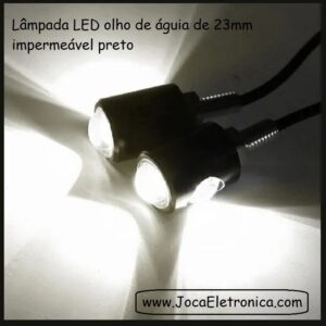Lâmpada LED olho de águia de 23mm impermeável preto