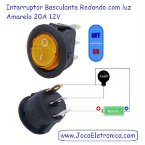 Interruptor Basculante Redondo luz Amarelo 20A 12V