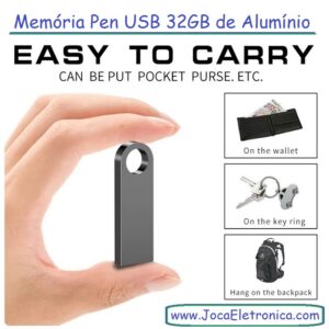 Memória Pen USB 32GB de Alumínio Preto