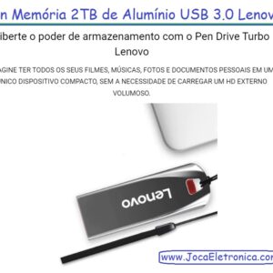 Pen Memória 2TB de Alumínio USB 3.0 Lenovo
