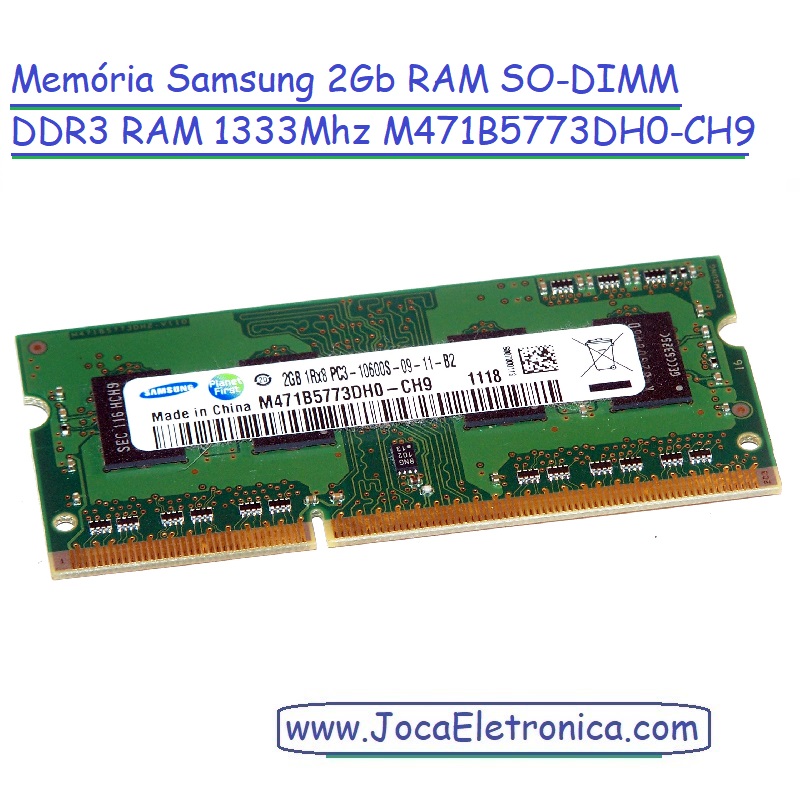 Memória Samsung 2Gb RAM SO-DIMM DDR3 RAM 1333Mhz M471B5773DH0-CH9
