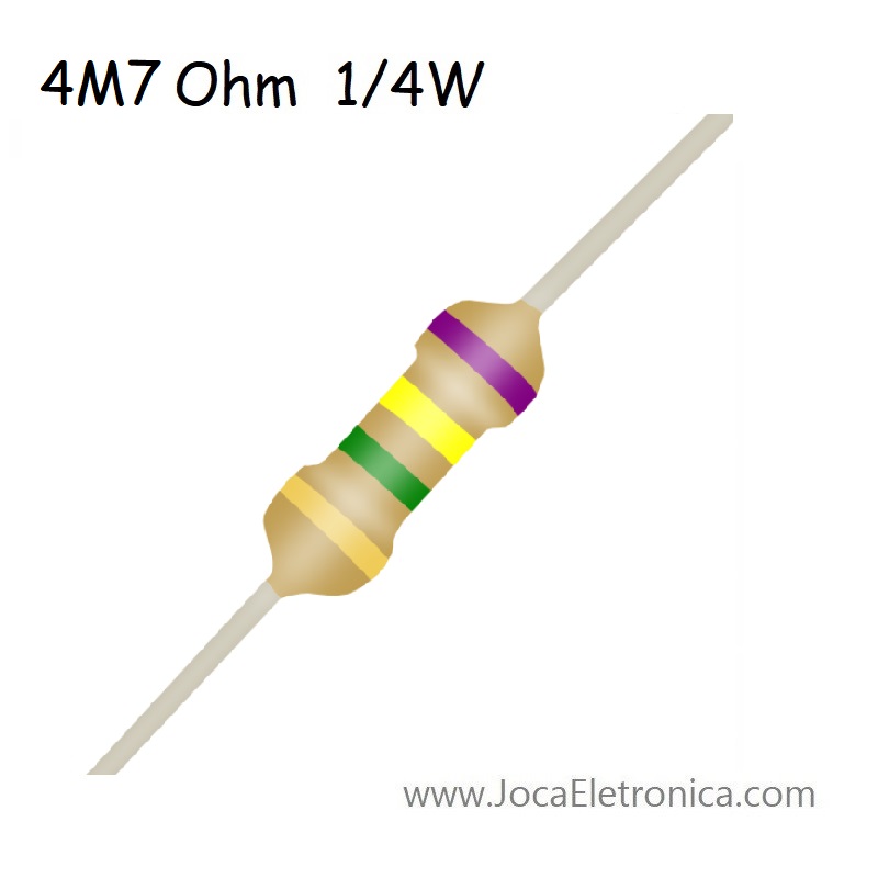 Resistor Resistência 4M7 Ohm 0,25W carbono 5%