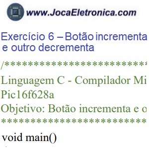 Exercício 6 – Botão incrementa e outro decrementa