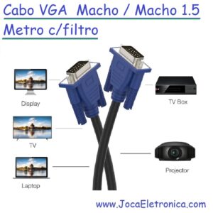 Cabo VGA Macho Macho 1.5 Metro com filtro