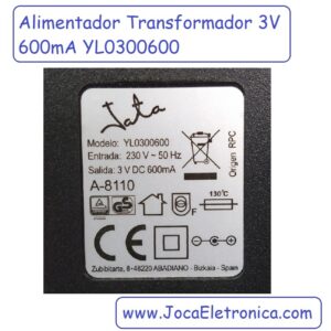 Alimentador-Transformador-3V-600mA-YL0300600