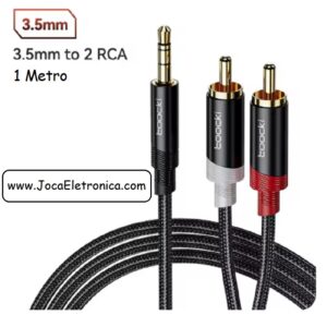 Cabo Jack 3.5mm Macho Stéreo 2 RCA Macho 1M