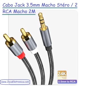 Cabo Jack 3.5mm Macho Stéreo / 2 RCA Macho 2M