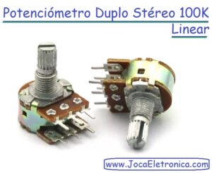 Potenciómetro Duplo Stéreo 100K Linear de veio metálico