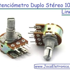 Potenciómetro Duplo Stéreo 100K Linear de veio metálico