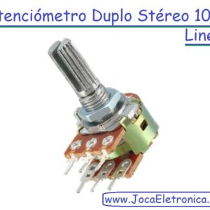 Potenciómetro Duplo Stéreo 100K Linear de veio metálico