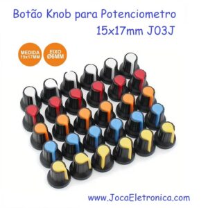 Botão Knob para Potenciometro Preto / Amarelo 15x17mm J03J