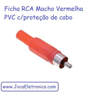 Ficha RCA Macho Vermelha PVC c/proteção de cabo