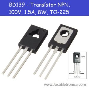 BD139 – Transístor NPN, 100V, 1.5A, 8W, TO-225