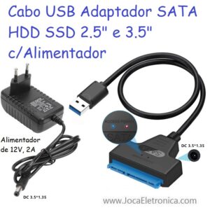 Cabo USB Adaptador SATA HDD SSD c/Alimentador