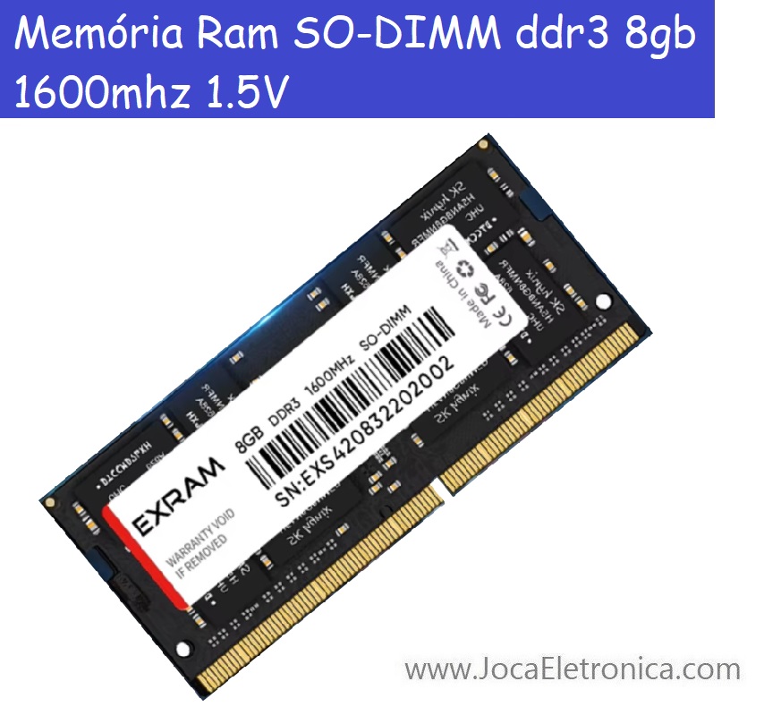 Memória Ram SO-DIMM ddr3 8gb 1600mhz 1,5V