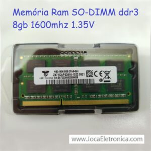 Memória Ram SO-DIMM ddr3 8gb 1600mhz 1.35V