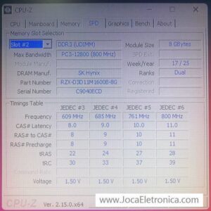 Memória SDRAM PC3 ddr3 240pin 8gb 1600mhz 1.5V