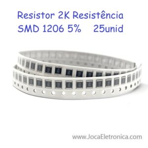 Resistor 2K Resistência SMD 1206 5% 25unid