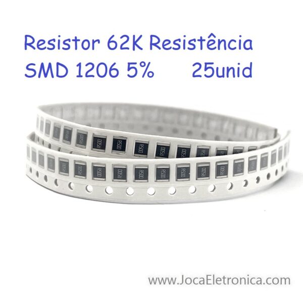 Resistor 62K Resistência SMD 1206 5% 25unid-