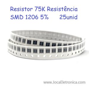Resistor 75K Resistência SMD 1206 5% 25unid