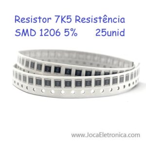Resistor 7K5 Resistência SMD 1206 5% 25unid