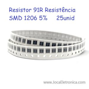 Resistor 91R Resistência SMD 1206 5% 25unid