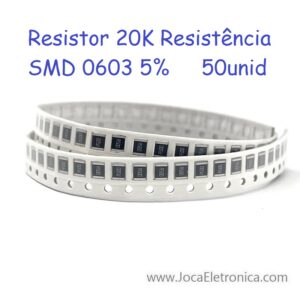 Resistor 20K Resistência SMD 0603 5% 50unid