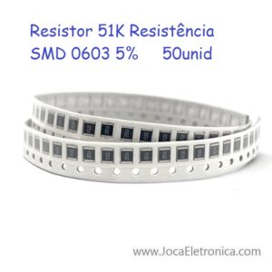 Resistor 51K Resistência SMD 0603 5% 50unid