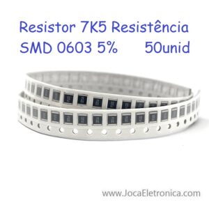 Resistor 7K5 Resistência SMD 0603 5% 50unid