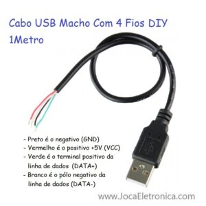 Cabo USB Macho Com 4 Fios DIY 1Metro