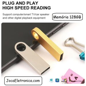 Memória Pen USB 128GB de Alumínio