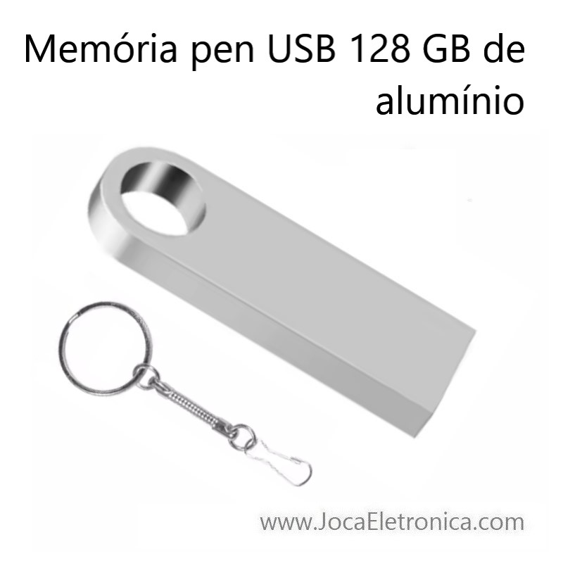 Memória pen USB 128GB de alumínio