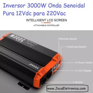 Inversor 3000W Onda Senoidal Pura 12Vdc para 220Vac