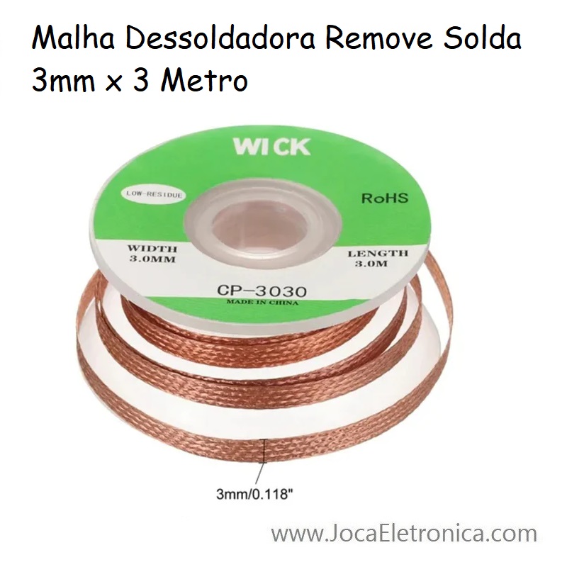 Malha Dessoldadora Remove Solda 3mm x 3 Metro
