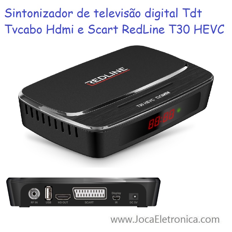 Sintonizador de televisão digital Tdt Tvcabo Hdmi e Scart RedLine T30 HEVC