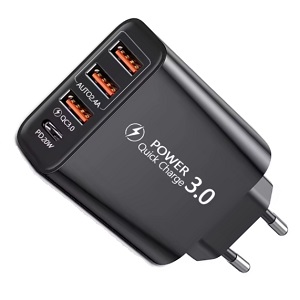 Carregador Telemovel 3 Usb-A / 1 Usb-C Pd
