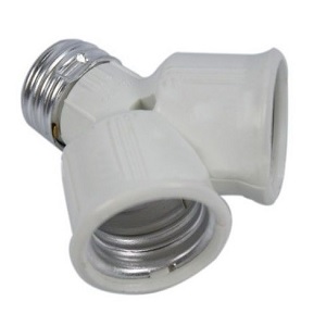 Casquilho Duplo Adaptador 2 Lâmpadas E27