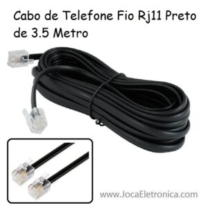 Cabo de Telefone Fio Rj11 Preto de 3.5 Metro