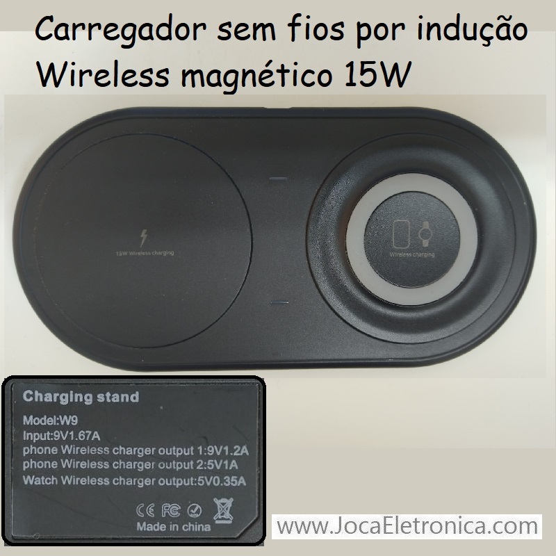 Carregador sem fios por inducao Wireless magnetico 15W