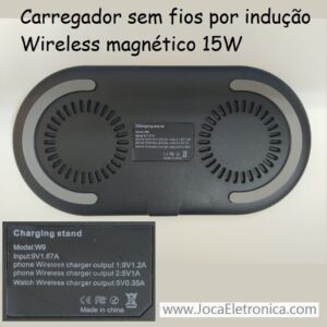 Carregador sem fios por indução Wireless magnético 15W
