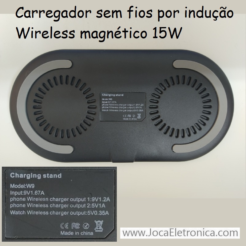 Carregador sem fios por inducao Wireless magnetico 15W