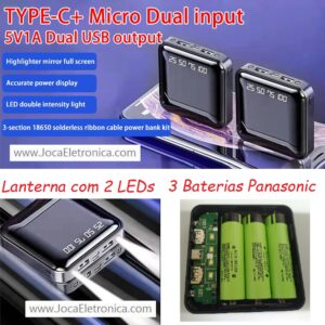 PowerBank Mini de 6000mAh com Lanterna