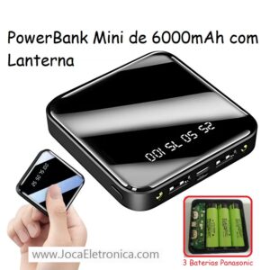 PowerBank Mini de 6000mAh com Lanterna